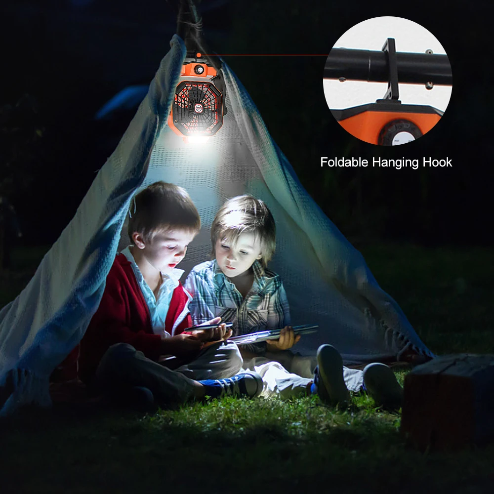 

Portable Rechargeable Camping Lantern Fan Rotatable Desk Fan with Light for Home Tents Hiking Camping Hiking Fishing