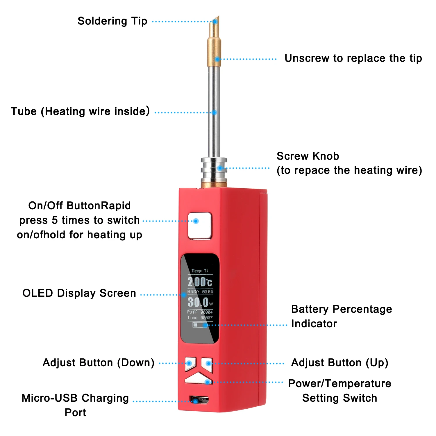 Бытовой портативный мини паяльник с зарядкой от USB электрический сварочный набор