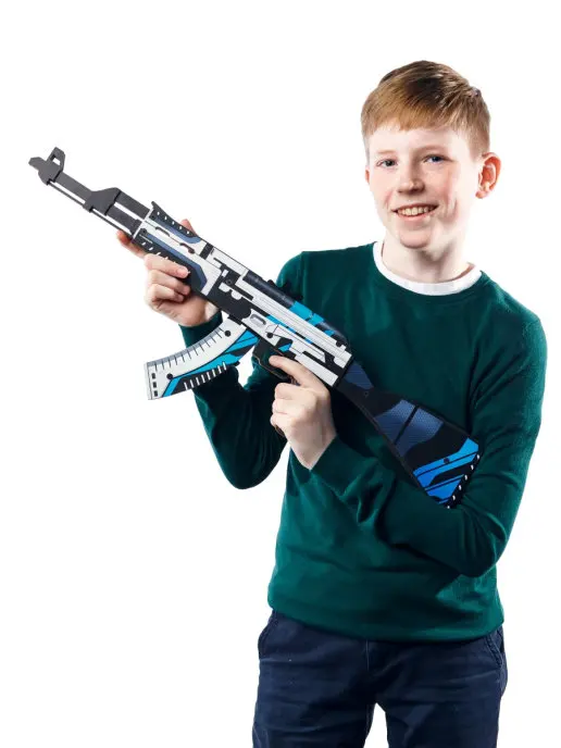 Деревянный игрушечный Автомат АК-47 версия 1.6 Вулкан (резинкострел) VozWooden из