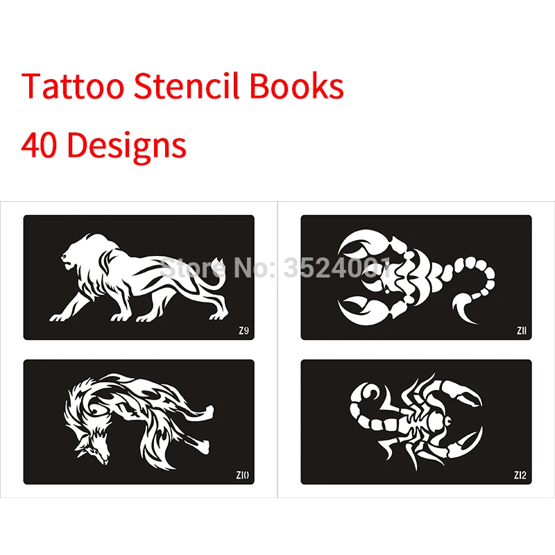 Новый 40 шт. аэрограф тату книжки трафаретов большой дизайн Живопись тела