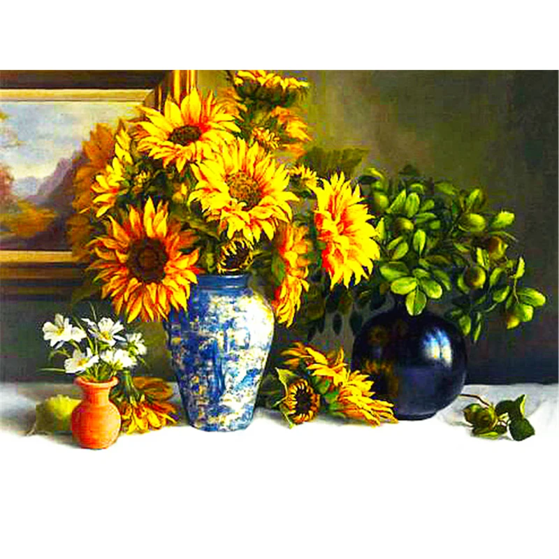 

Full Square/Round Diamond Painting New Arrival Sunflower Vase Series Handmade Gift Diamond Embroidery Floral Home Decor