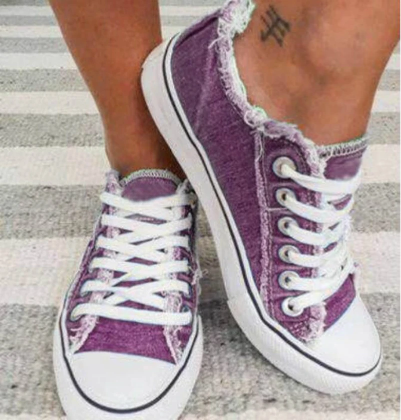

2020 Top Selling Women Canvas Shoes Denim Thin Casual Spring Autumn T-tied Low-top Leisure Students Shoes Matching All Choice
