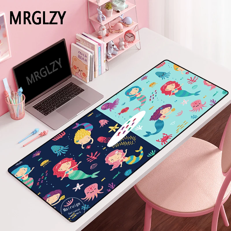 

MRGLZY Cute Mermaid Large Gamer Multi-size Mouse Pad XXL 30*80CM Long MousePad Carpet Laptop Gaming Accessories DeskMat for LOL