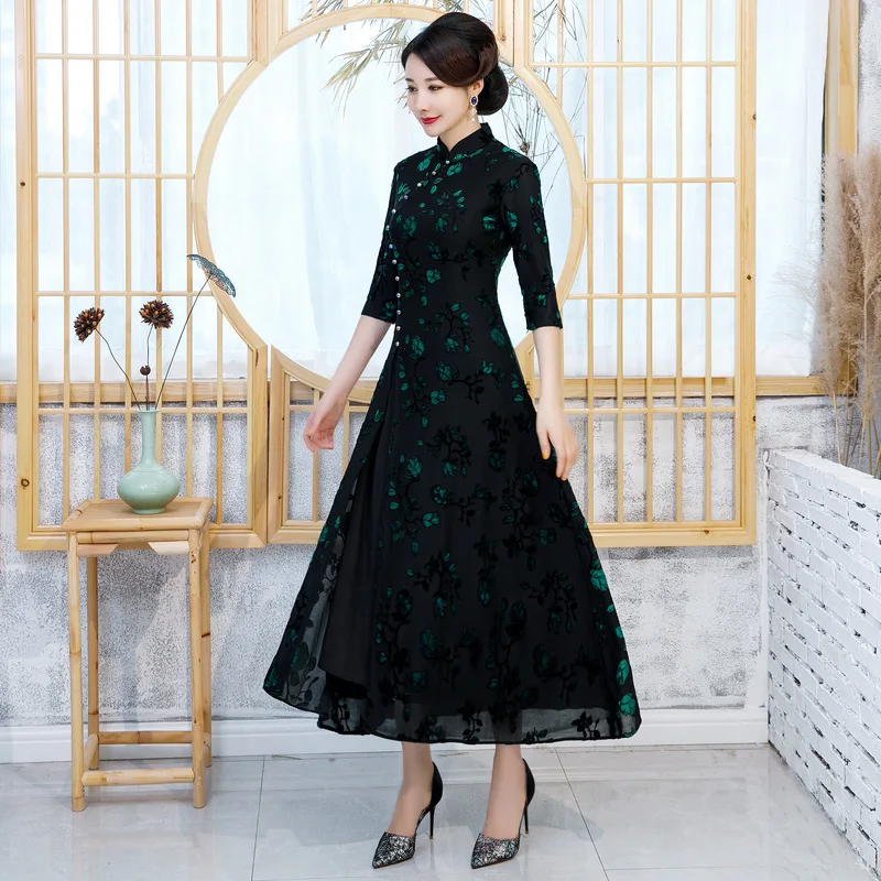 Новое поступление в китайском стиле для Женщин Шелковое Cheongsam Qipao Элегантный