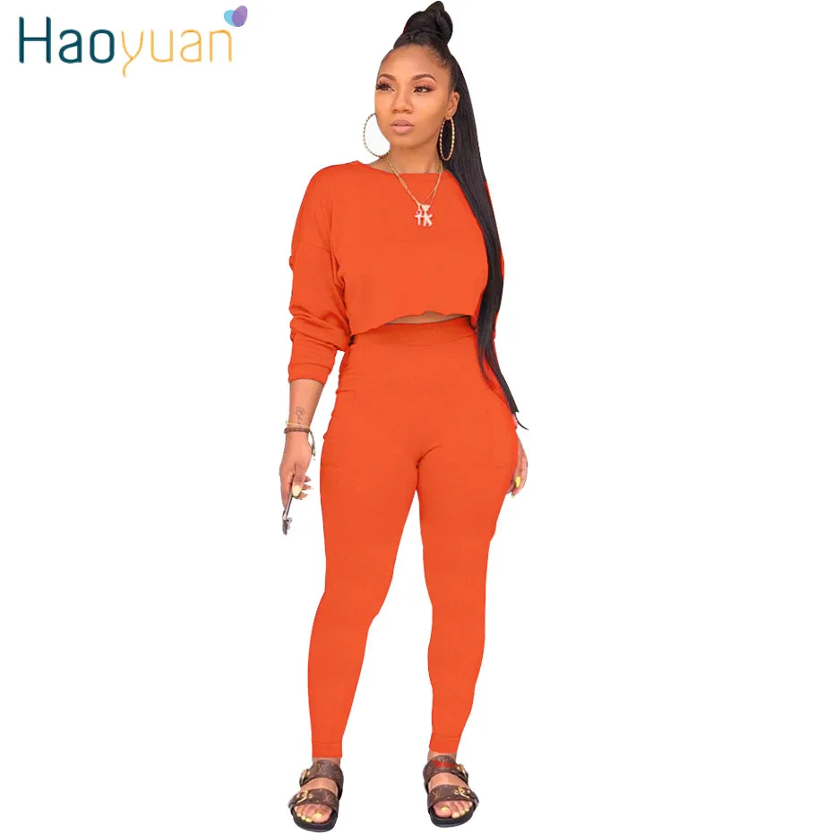 HAOYUAN из двух частей комплект женский спортивный костюм весенняя одежда с длинным