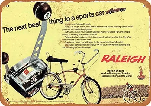 12x16 дюймов металлический винтажный Забавный жестяной знак 1968 Raleigh Fireball