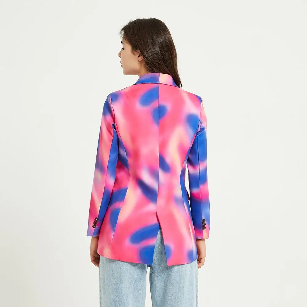 Женский двубортный Блейзер Wixra Повседневная Верхняя одежда с длинным рукавом на