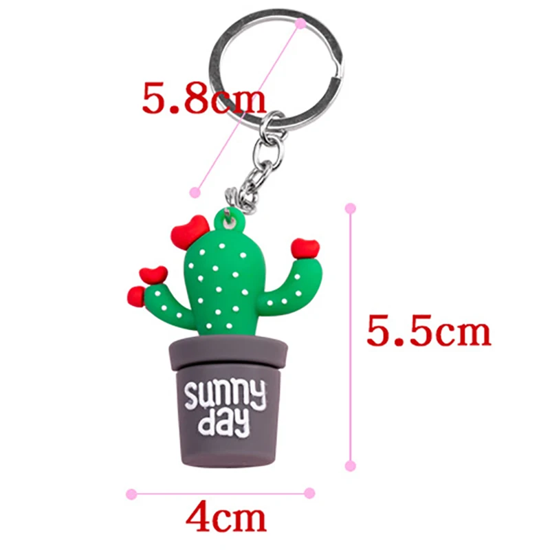 

3D Cactus Keychain Couples Key Chain Ring for Women Bag Girl Phone Car Keyring Lovers Jewelry Gifts
