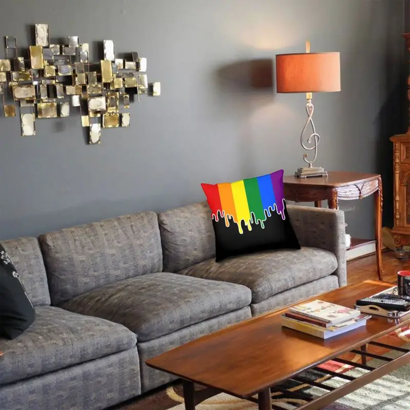 Наволочка для автомобильной подушки декоративная с изображением флага ЛГБТ и