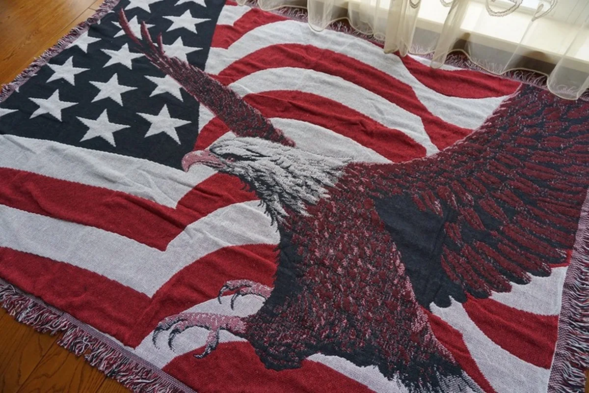 Американские одеяла с изображением флага диван Decora ретро искусство красная