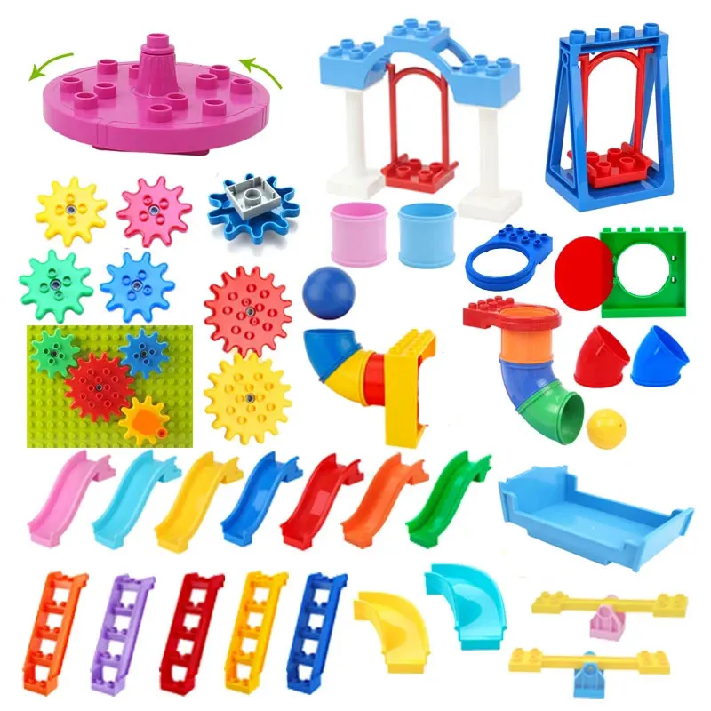 

Big Size Building Block Pipeline Playground Tube Parts Slide Ladder Gear Swing Compatible bricks City Assemble Friends Toys Gift