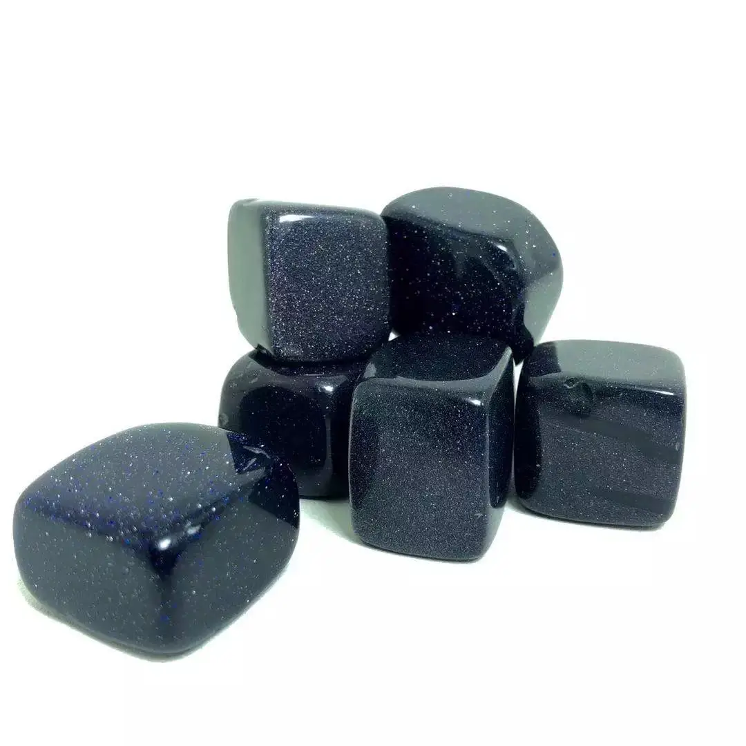 

MOKAGY 15mm-20mm Natural Blue Sandstone Quartz Crystal Cube Tumbled Stone