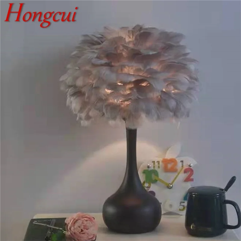 

Hongcui Creative Table Lamps Contemporary Feather Desk Lights for Home Living Bed Room Decoration