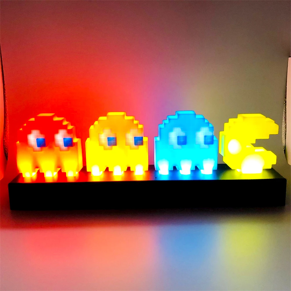 

Pac Man Pixel Night Light LED Game Icon Visual Illusion 3D Lamp USB/Battery-operated Cute Room Decoration Christmas Toys Gift