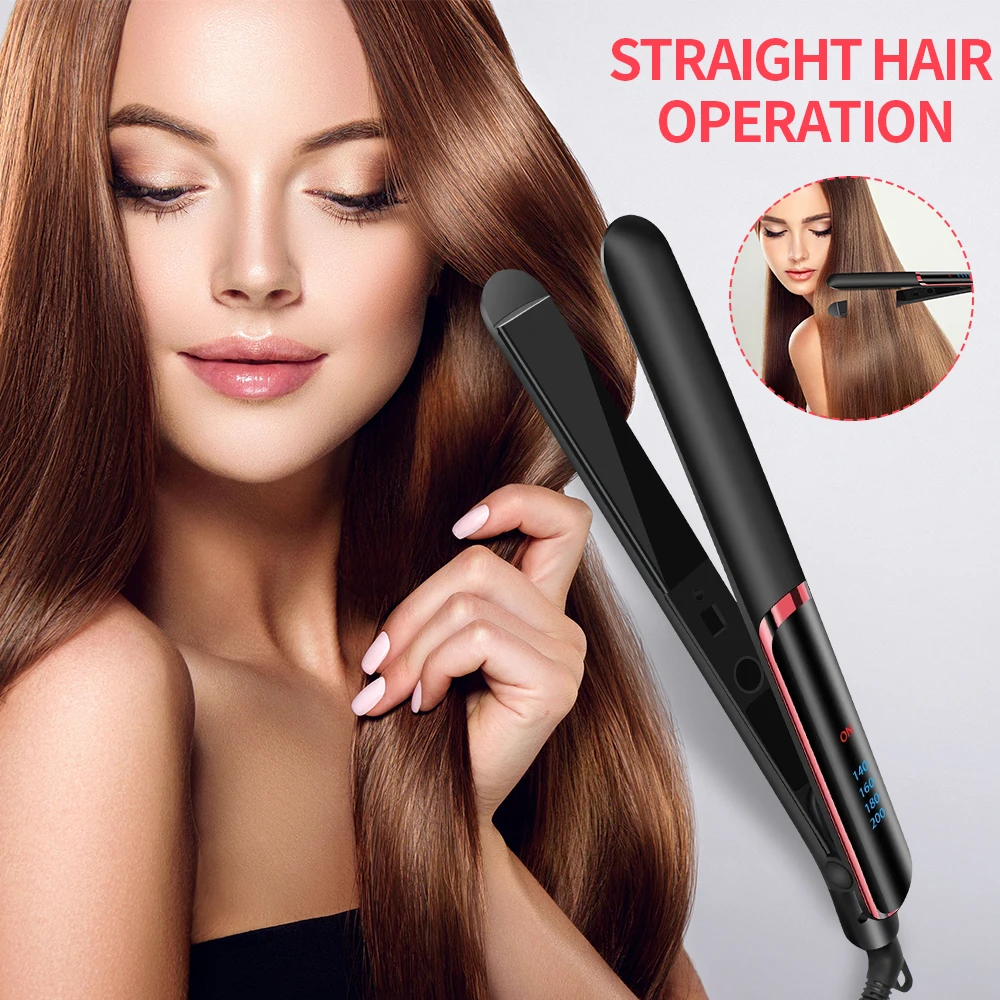 

2 IN 1 Hair Straightener Hair Curler Professional Curl Iron 10s Fast Heating Curling Four Gears Temperature Adjustable Curl Tool
