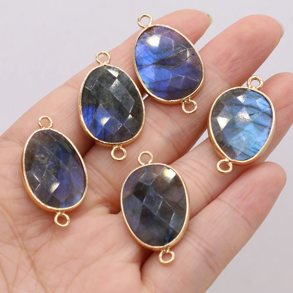 Подвеска с соединителем из натурального камня, позолоченный кулон с мигающим камнем, подходит для изготовления ювелирных изделий «сделай сам», Аксессуары для ожерелья