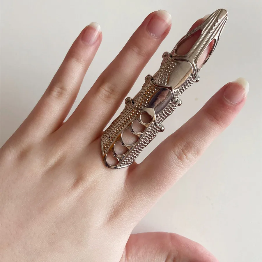 

New unique metal punk ring fashion rock scroll joint armor finger joint metal all finger claw ring Gothic cool boys jewelry