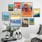 Винтажные художественные принты, постеры в стиле ретро, национальный парк порланд, постеры для путешествий, города, пейзаж, настенные художественные картины для домашнего декора