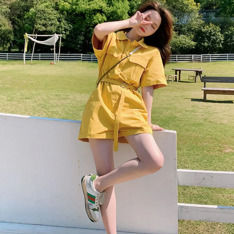 Комбинезоны женские розовые милые летние однотонные удобные брюки карго для