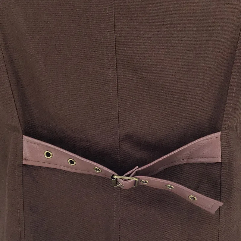 

Steampunk Brown V-Neck Sleeveless Medieval Retro Clothes Gothic Vest Men Jacket Coat Sexy Vintage Waistcoat Punk Rock Clothing