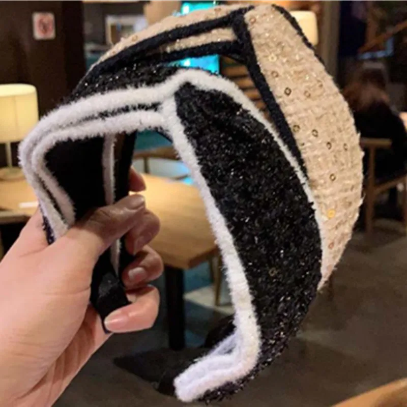 

Women Black Headbands Cross Adults Hair Accessories Wide Head Band Ladies Brand Style Hair Ornament Top Bow Knot Hairbands