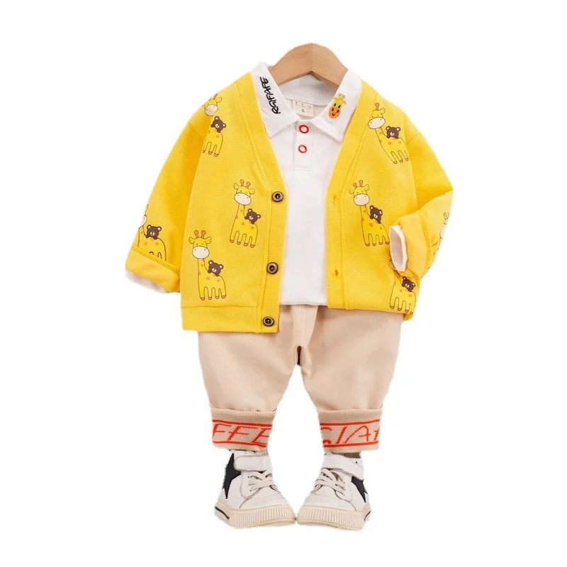 

New Autumn Baby Boys Clothes Suit Fashion Cartoon Children Jacket T-Shirt Pants 3Pcs/Sets Toddler Casual Costume Kids Tracksuits