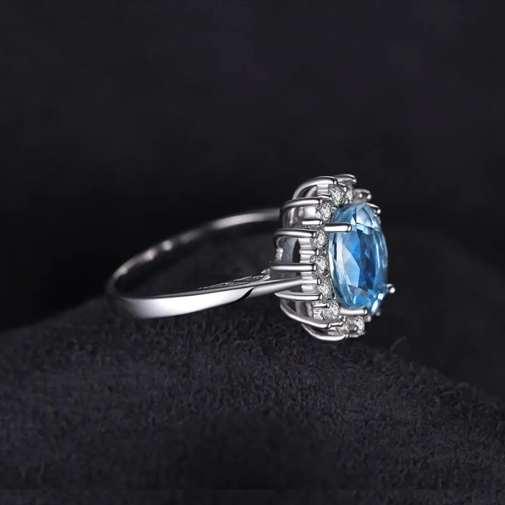 Jewelrypalace Принцесса Диана Уильям Kate 2.3ct Природный Голубой топаз Обручение Halo Кольцо