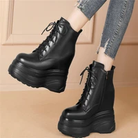 winter fashion sneakers women genuine leather wedges high heel ankle boots female warm chunky platform pumps shoes casual shoes
