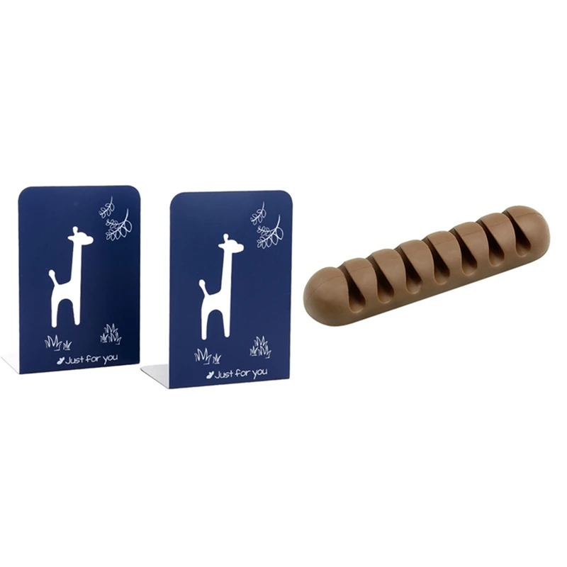 

Cute Bookshelf Large Metal Bookend Desk Holder Stand with Cable Organizer,Fixed Cable,Car Cable Organizer,7-Hole