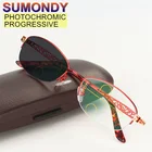 SUMONDY фотохромные прогрессивные пресбиопические очки для женщин, высококачественные хамелеоновые линзы, полулегированная оправа, очки для чтения UR66