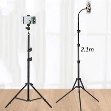 1.2/1.6/2.1m Portable Aluminum Phone DSL Camera live tripod stand Mount Digital Camera Tripod Support LED Ring light for iPhone