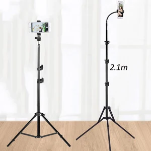 1 21 62 1m portable aluminum phone dsl camera live tripod stand mount digital camera tripod support led ring light for iphone free global shipping