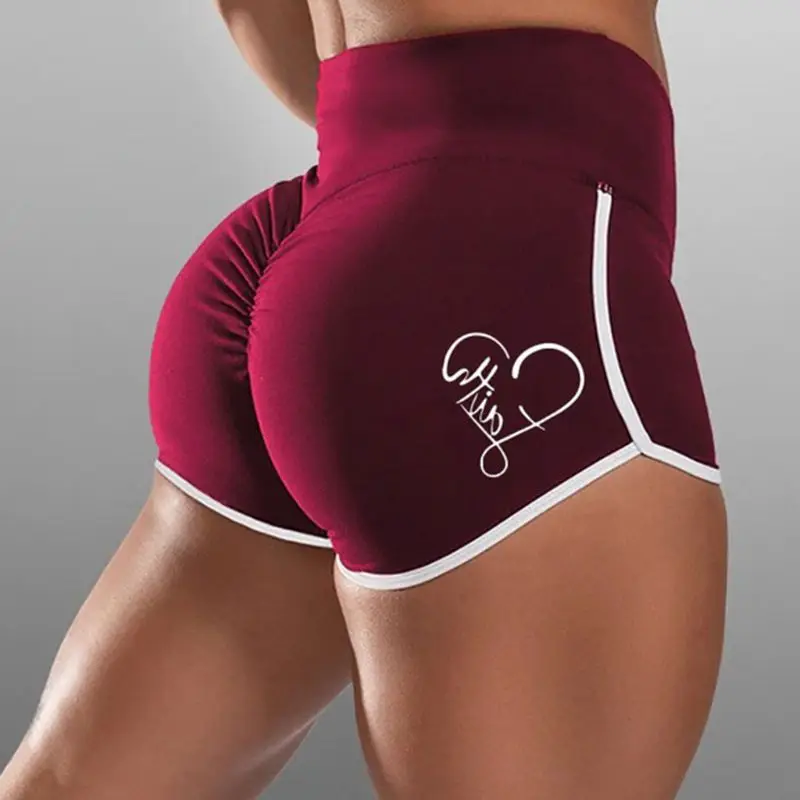 

Women Plus Size Workout Sport Shorts High Waist Ruched Scrunch Booty Yoga Pants Faith Heart Print Butt Lifting Leggings