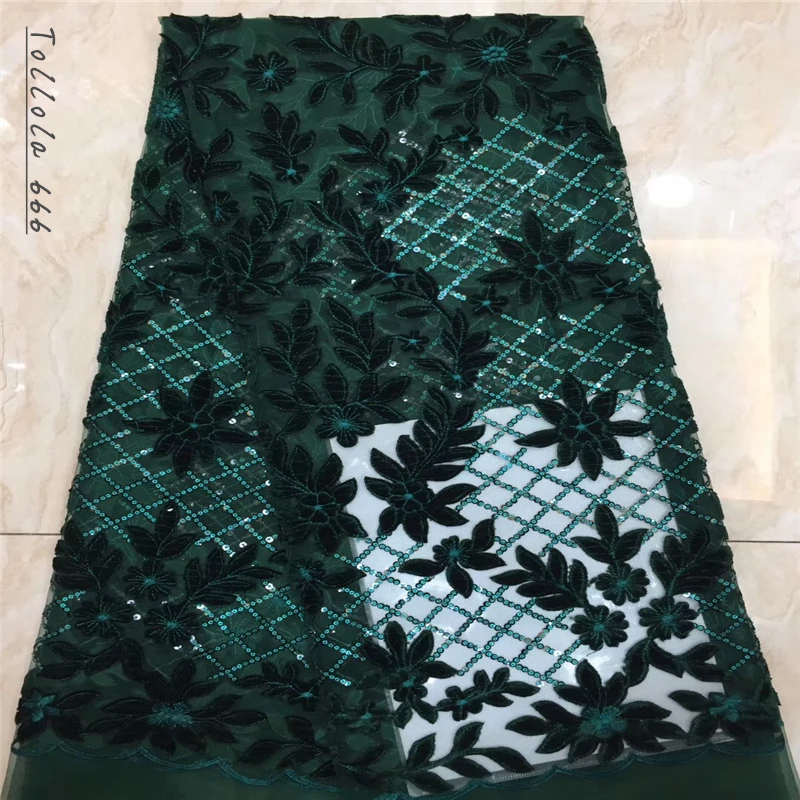 Нигерийская кружевная ткань 2019 Высококачественная бархатная с блестками фатин