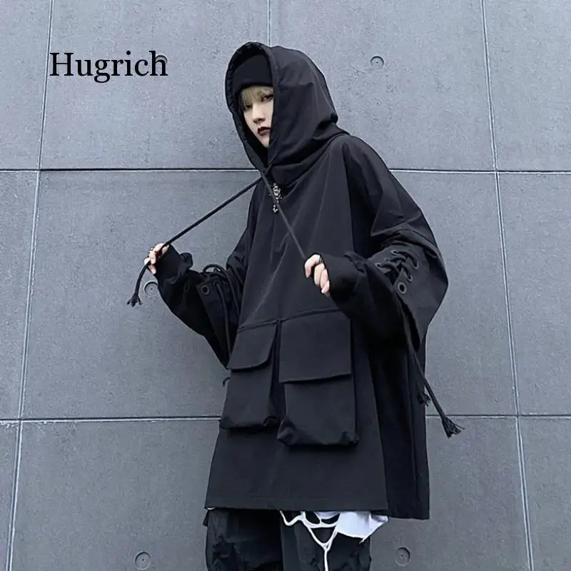 

Fake Two-Piece Hoodies Women's Fashion Tooling Pocket Student Long Sleeve Top Hooded Pullover Coat Autumn