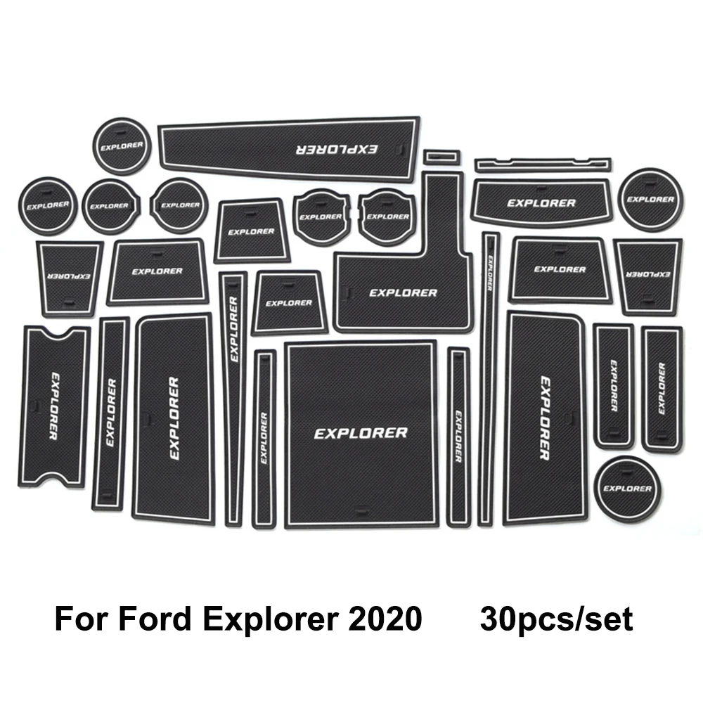 

Противоскользящий коврик со слотом для ворот и чашки для Ford Explorer 2013, 2014, 2015, 2020, внутренний нескользящий коврик, аксессуары, коврик для двери, ...
