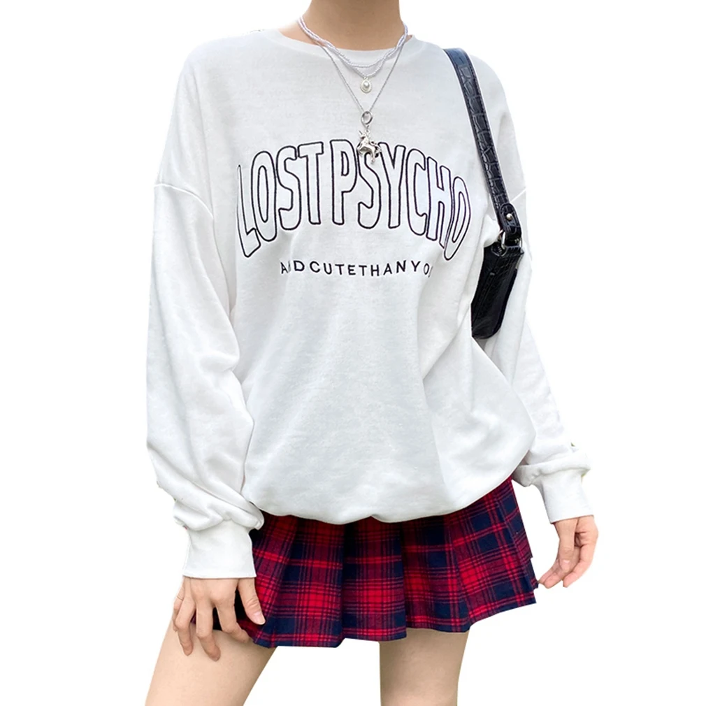 

Women Oversize Hoody Tops Aesthetics Streetwear O Neck Female Sweatshirts Gothic Hoodies