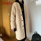 Повседневные длинные шерстяные мужские пальто Zongke, зимнее длинное пальто, мужская куртка 2022, зимнее однобортное пальто, мужской Тренч