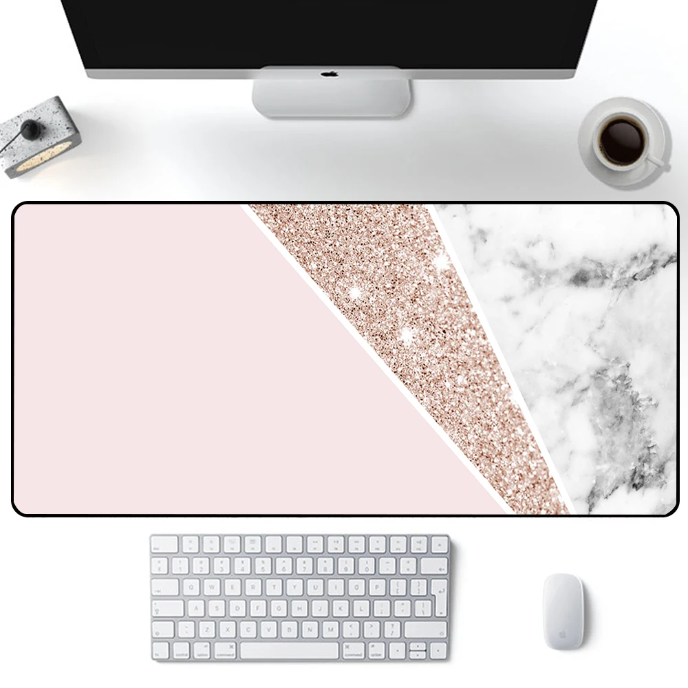 

Rose Golden White Marble Mouse Pad Large Gaming Mousepad PC Gamer XXL Computer Mouse Mat Keyboard Mat Desk Pad Laptop Mausepad