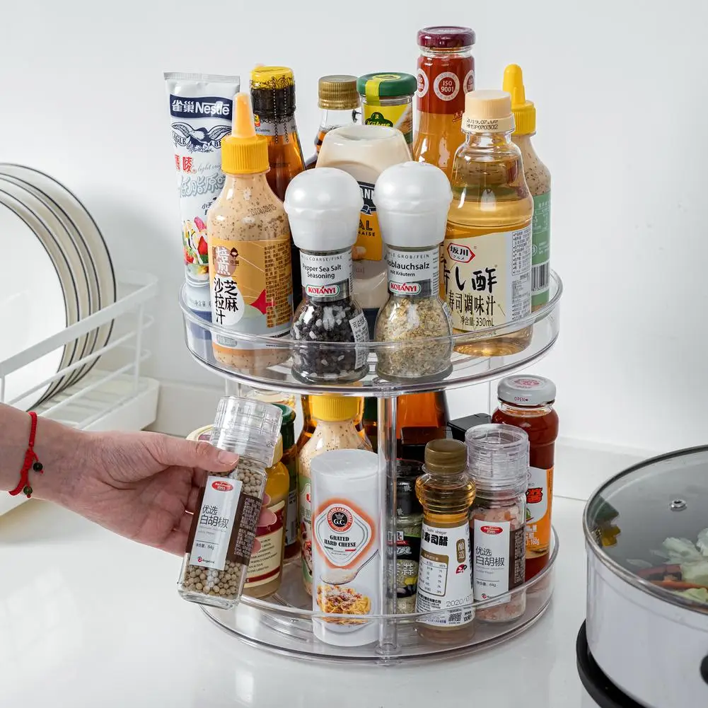 

360 degrees Rotating Storage Rack Turntable Storage coffee Sweeteners and Turntable Spice Rack for Home Kitchen Cupboard