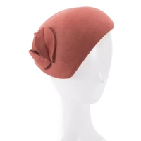 lawliet teardrop womens british style wool felt fascinator hat with flowers tam beret casque cocktail hat a574