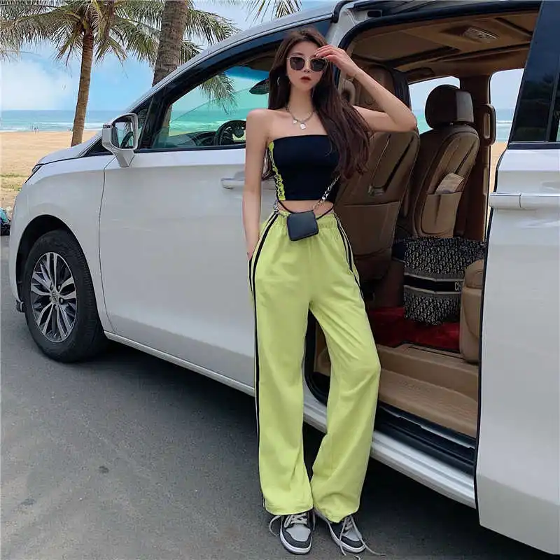 Летний костюм в гонконгском стиле из двух предметов женский топ-труба с