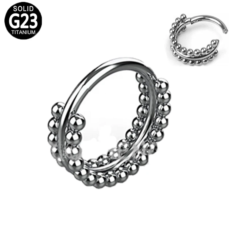 

G23 Titanium Body Jewelry 8/10MM Cartilage Piercing Jewelry Double Sided Beads Side Facing Hinged Segment Clicker Hinged Septum