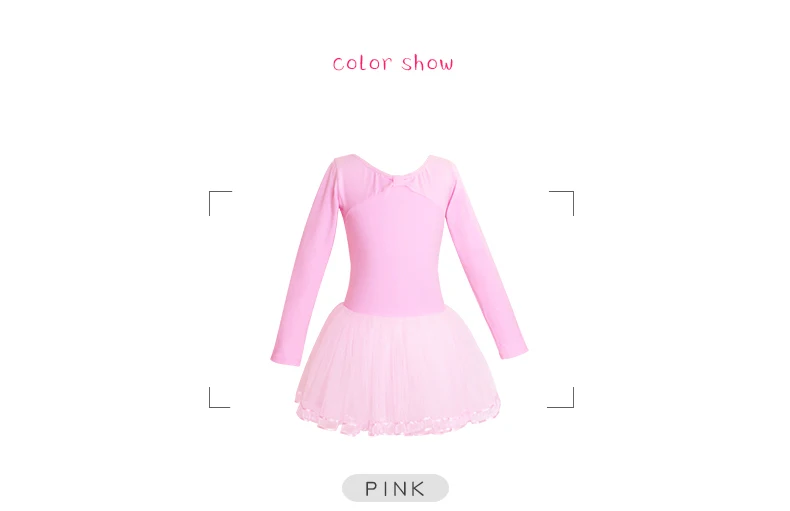New Arrivals Children Ballet Tutu Gymnastics Dance Dress Girls Long Sleeve Pink Dance Dress for Ballet