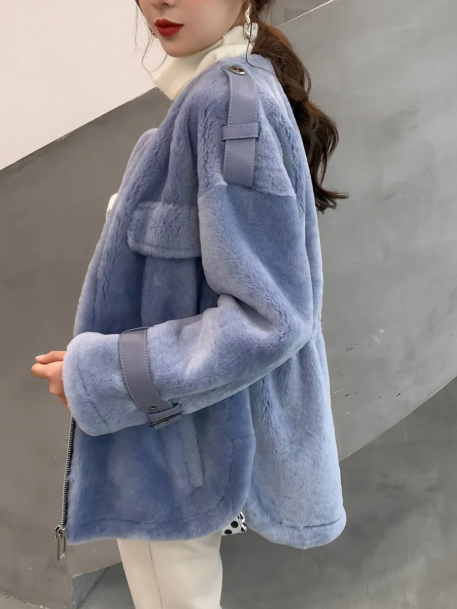 Женское зимнее пальто из натурального меха 100% куртка короткой овечьей шерсти