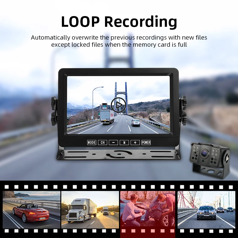 구매 7 인치 자동차 DVR 대시 캠 디지털 무선 IPS AHD 모니터 루프 녹화 트럭 버스 RV 트레일러에 대 한 역방향 카메라 주차 모니터