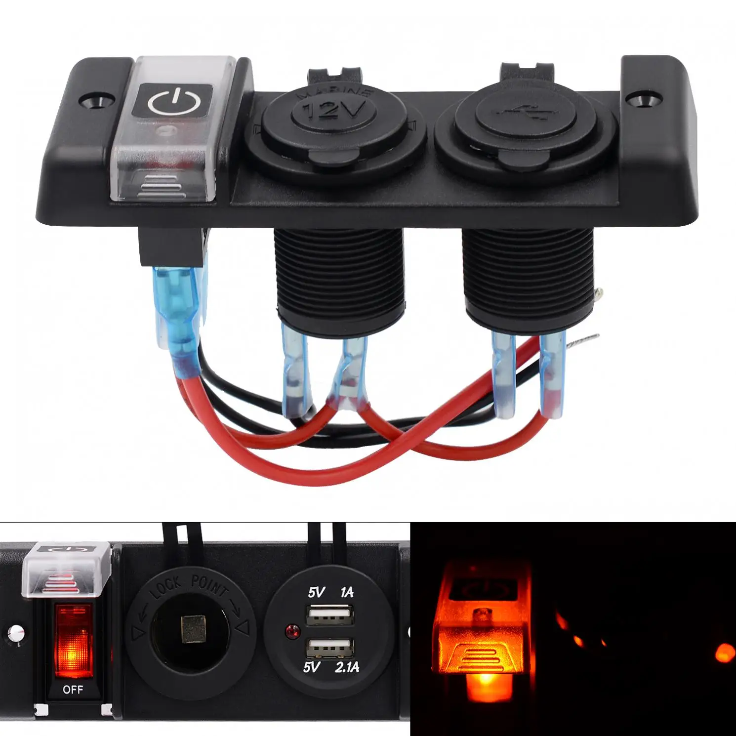 Автомобильное зарядное устройство 12 в 16 А двойной USB сплиттер адаптер трехбитный