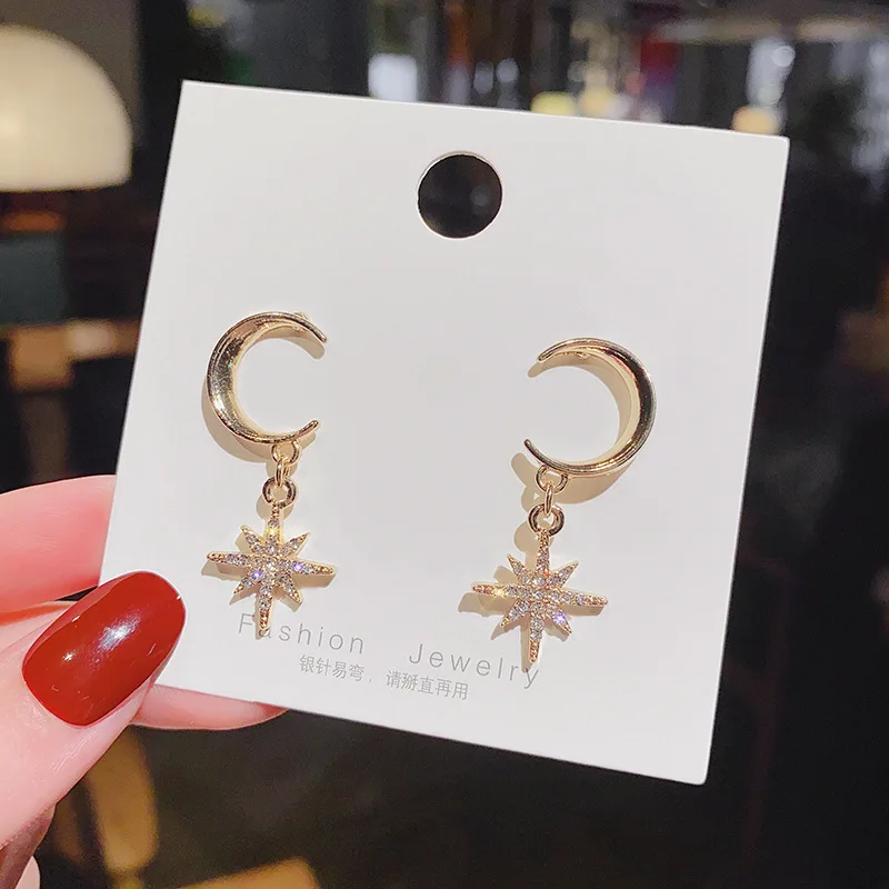 

Wholesale New Star and Moon Earrings Eardrops S925 Silvers Pin Jewelry Gift
