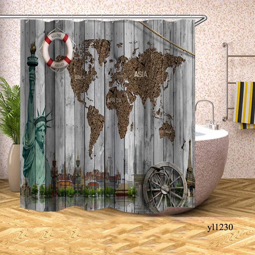 Pattern 22 3D занавеска для душа в ванную, Деревянный Рисунок кирпича, водонепроницаемая занавеска для ванной, занавеска для ванны, крышка для купания, большой широкий 12 крючков - Цвет: Pattern 22