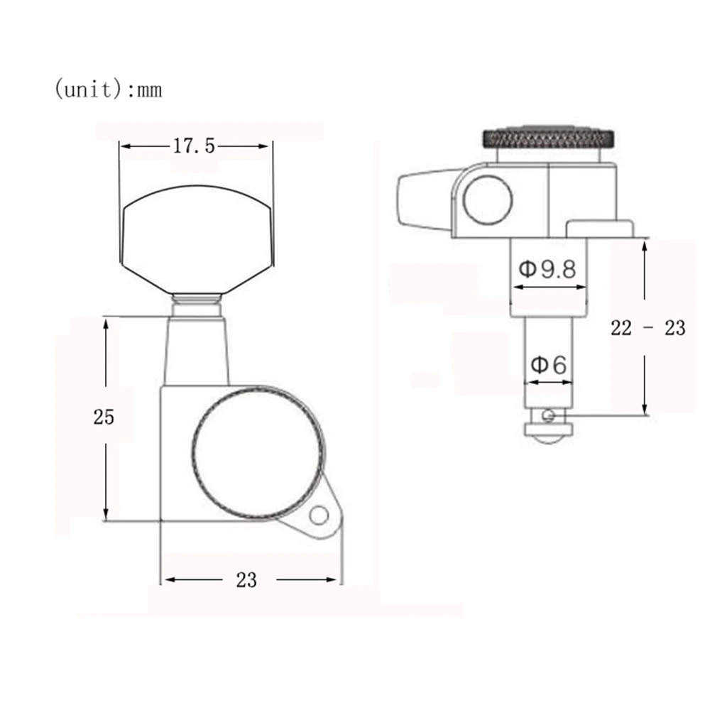 

6pcs 6R Electric Guitar Tuners Machine Heads Tuning Pegs (Silver)